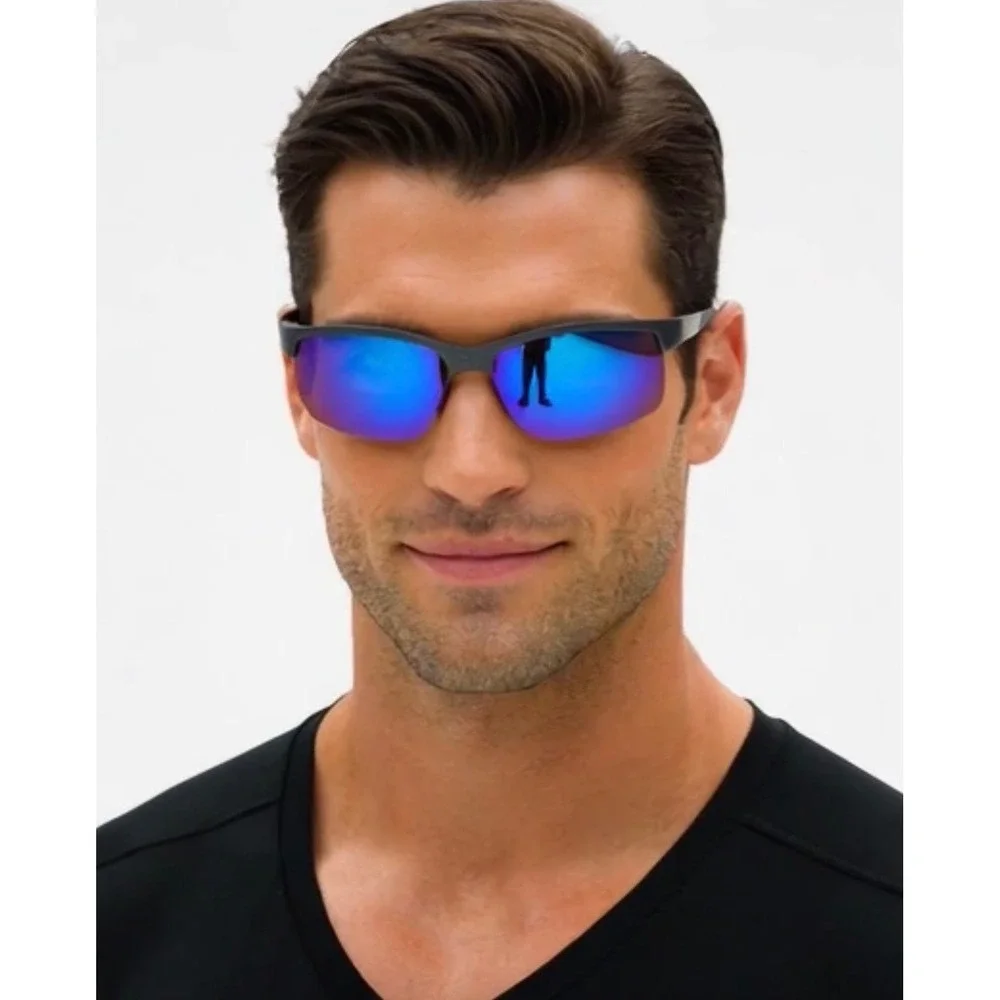 Mens Sunglasses Blue Mirror Lens Driving Fishing Sport UV Protection Comfortable